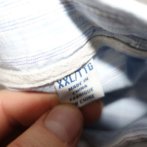 Tommy Bahama Men's Button Front Shirt Size XXL Short Sleeves Linen Blend Blue - Picture 4 of 7